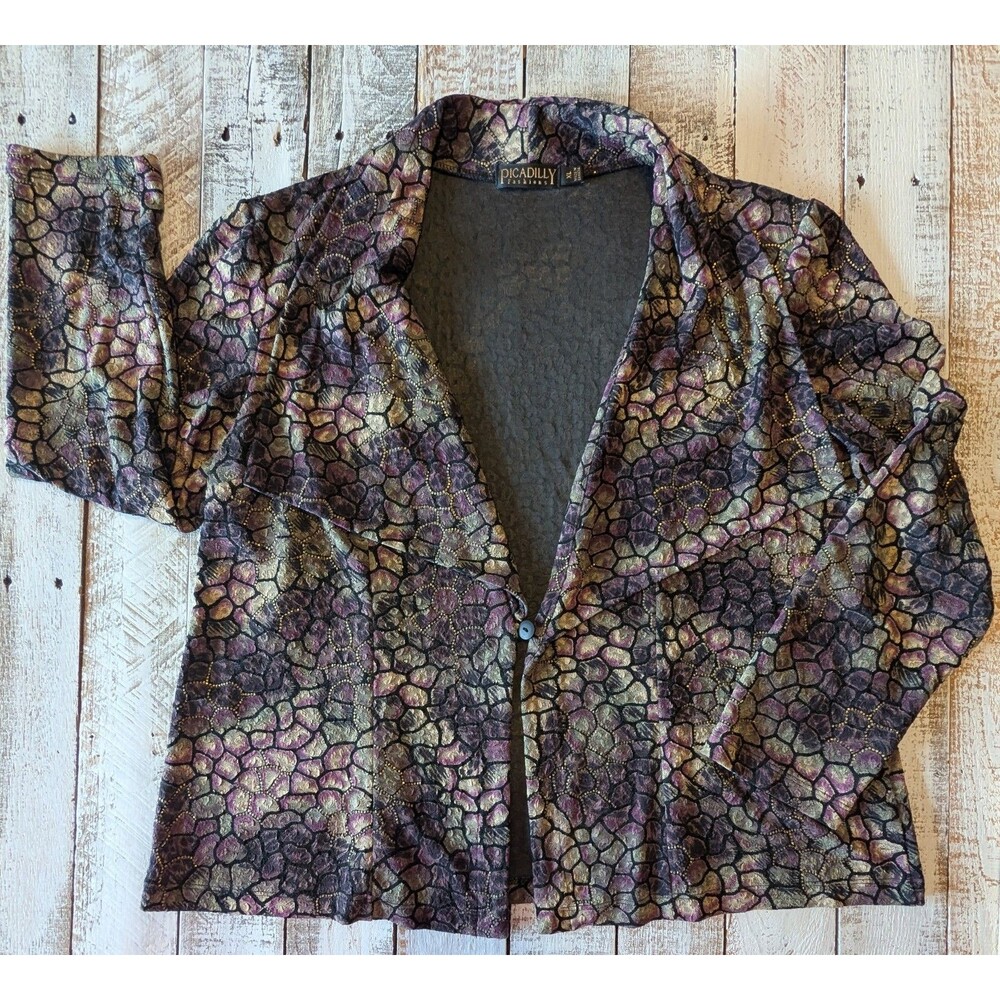 Vintage Picadilly Fashions XL Geometric Pattern Button Front Women's Jacket